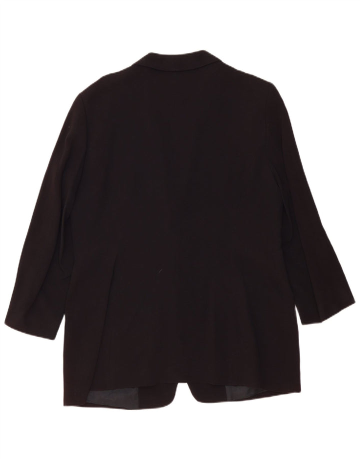 Jaqueta blazer feminina ZARA com 1 botão e manga 3/4 EU 44 XL preto rayon