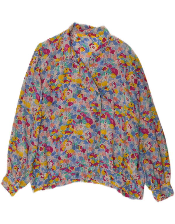 Blusa feminina vintage UK 18 XL multicolorida floral