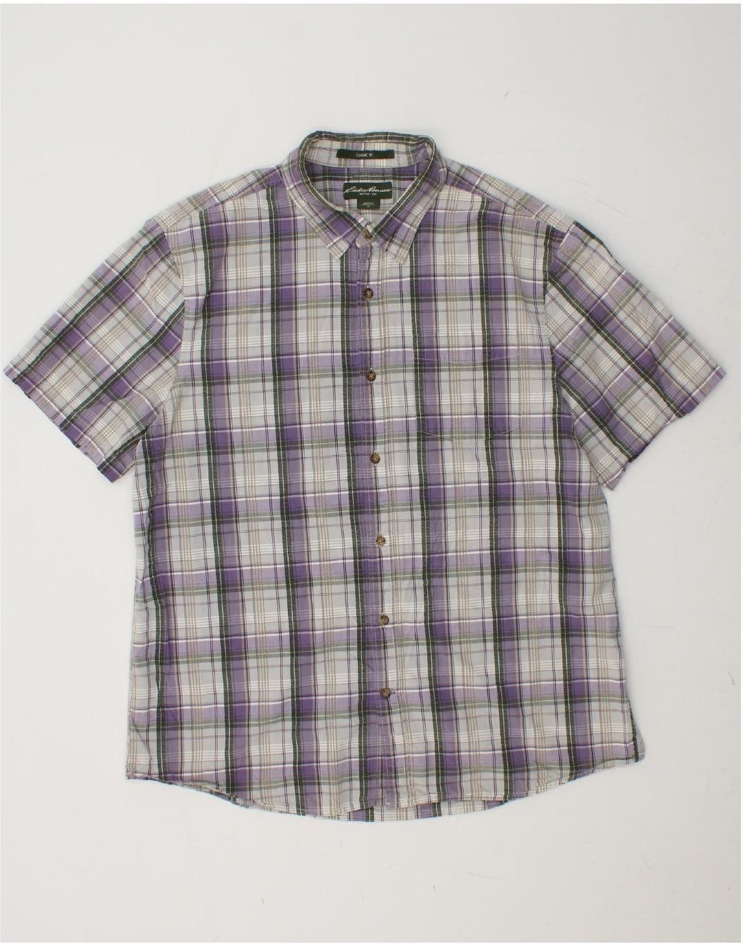 Camisa masculina de manga curta EDDIE BAUER Classic Fit XL roxo xadrez