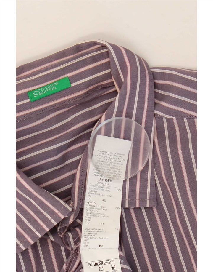Camisa masculina Benetton XL algodão listrado roxo