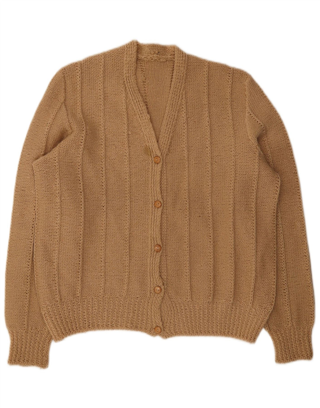 Suéter Cardigan Feminino Vintage Reino Unido 14 Grande Bege
