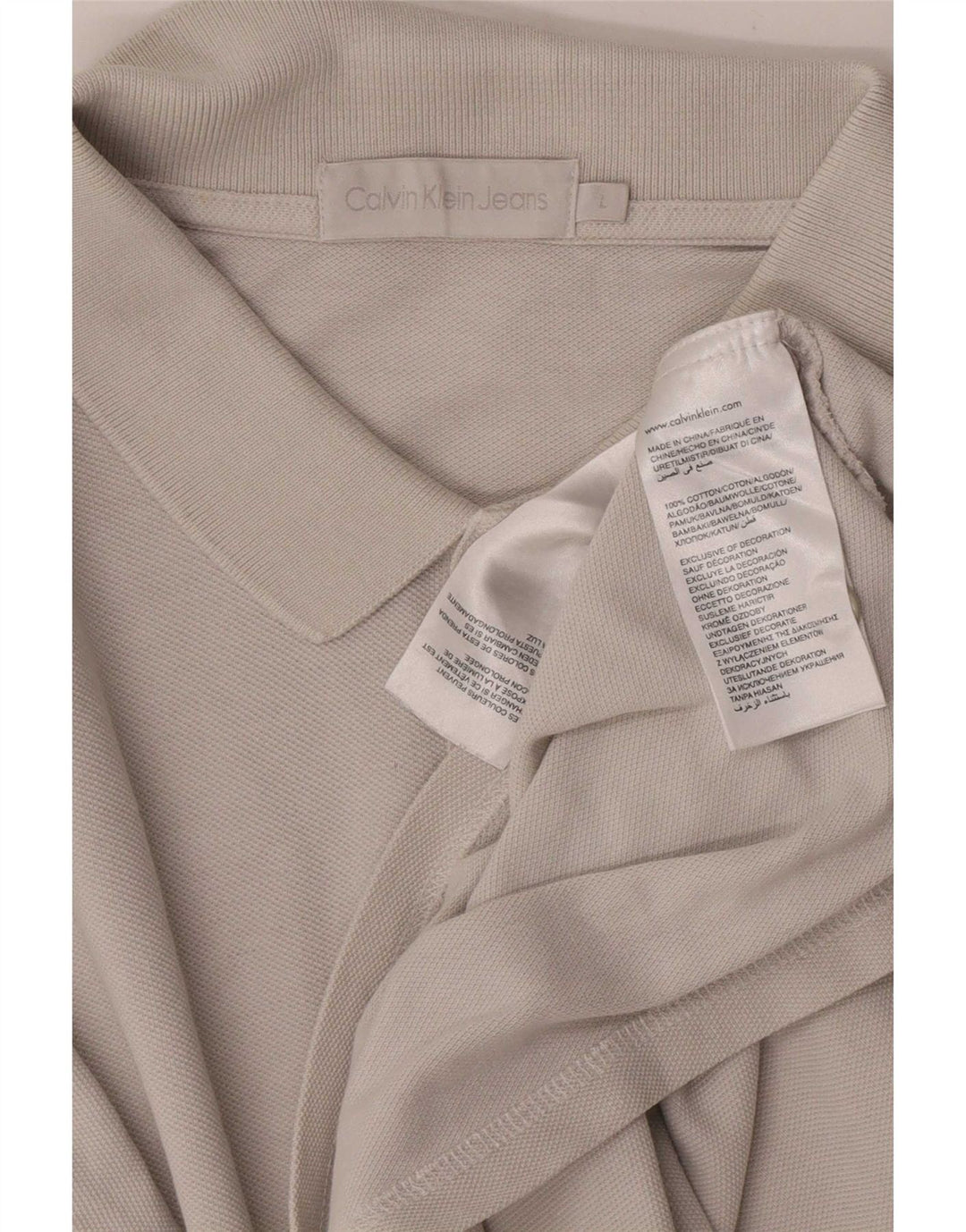 Camisa polo masculina Calvin Klein Jeans grande algodão cinza