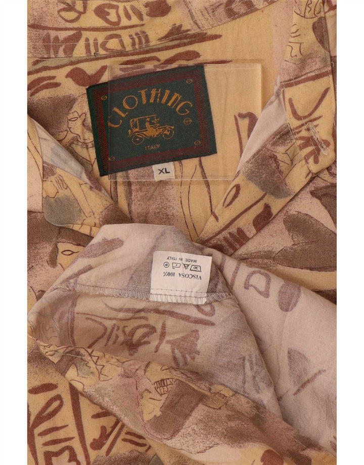 Camisa Gráfica Masculina Vintage XL Viscose Bege