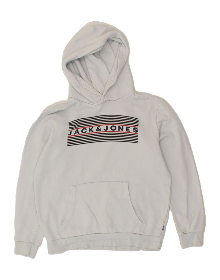 JACK & JONES Boys Graphic Hoodie Jumper 13-14 Years White Cotton Vintage Jack & Jones and Second-Hand Jack & Jones from Messina Hembry 