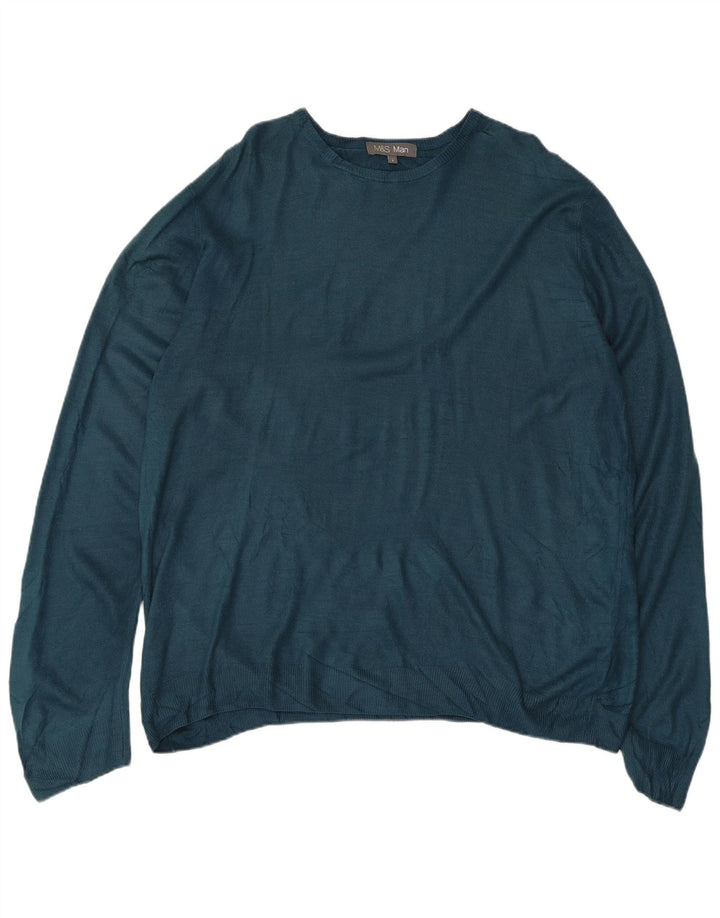 Suéter masculino Marks & Spencer com gola canoa grande verde