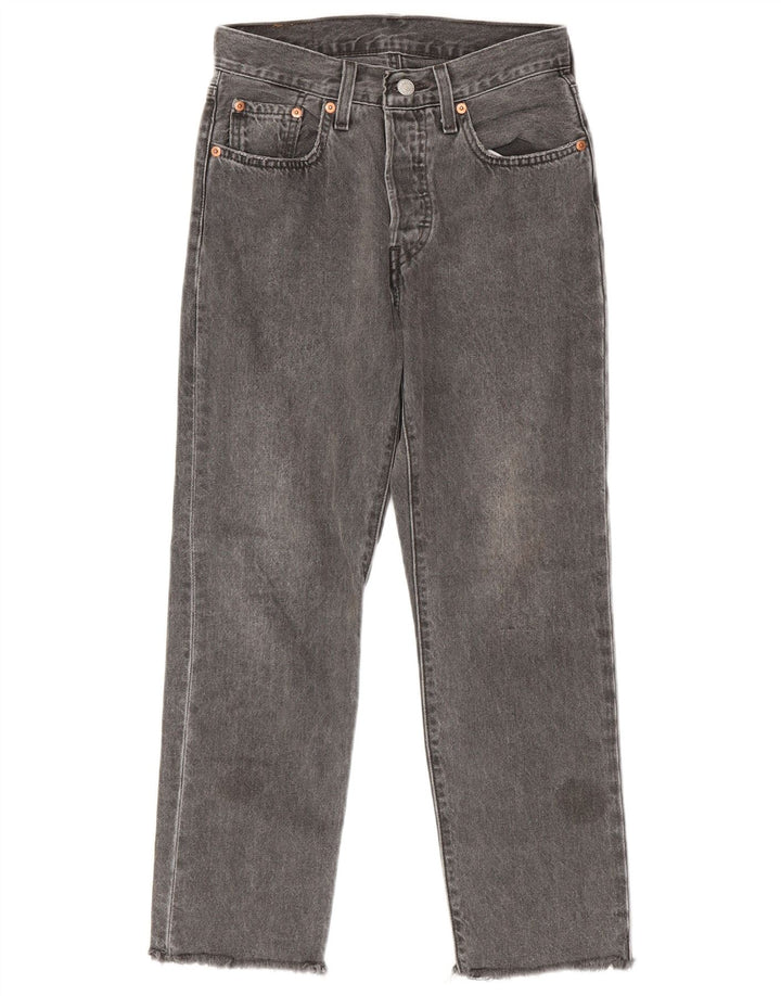 Levi's feminino 501 jeans retos W24 L26 algodão cinza