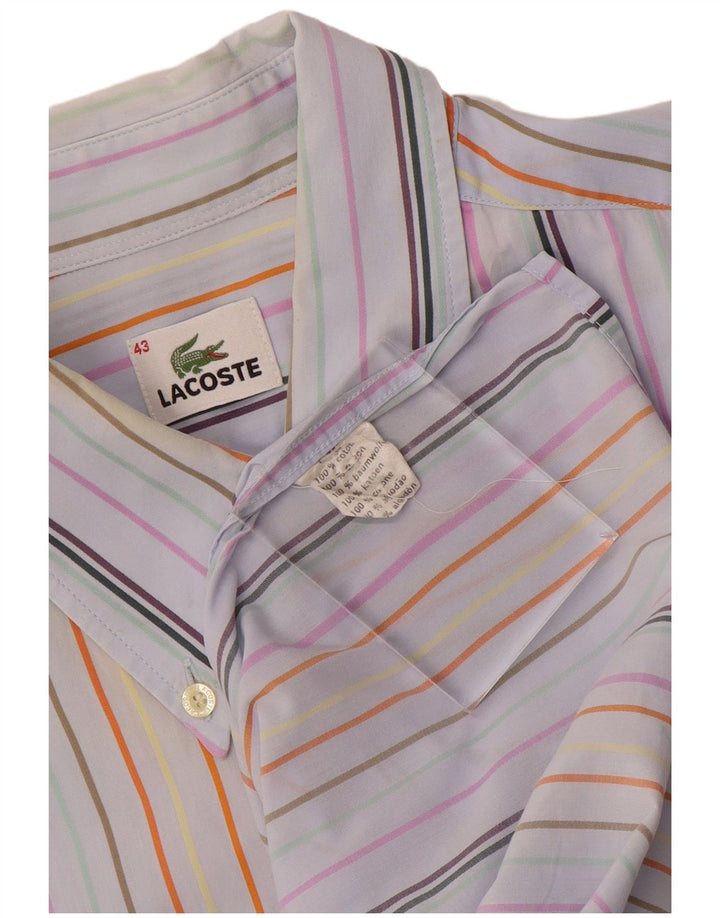 Camisa masculina de manga curta LACOSTE tamanho 43 grande algodão listrado multicolorido