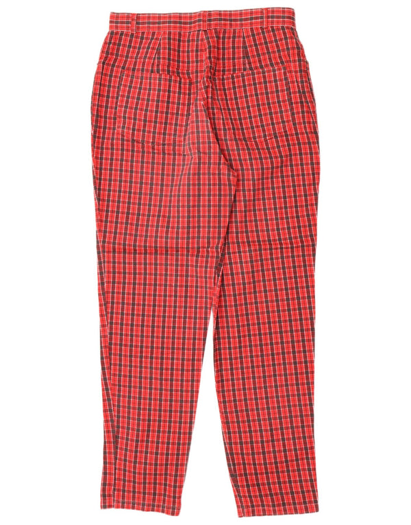 Calça básica feminina casual de cintura alta Reino Unido 16 grande W30 L30 xadrez vermelho