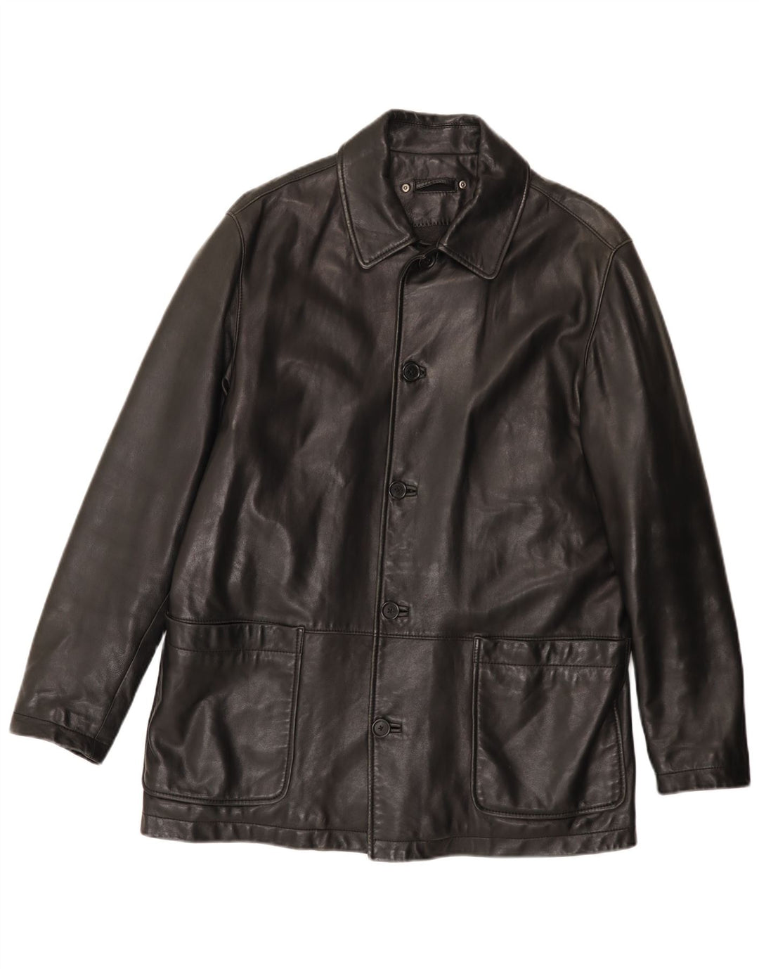 Jaqueta de couro masculina Anson's Herrenhaus UK 38 couro preto médio