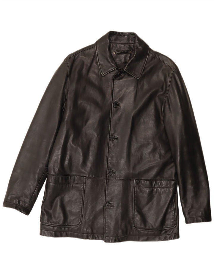 Jaqueta de couro masculina Anson's Herrenhaus UK 38 couro preto médio