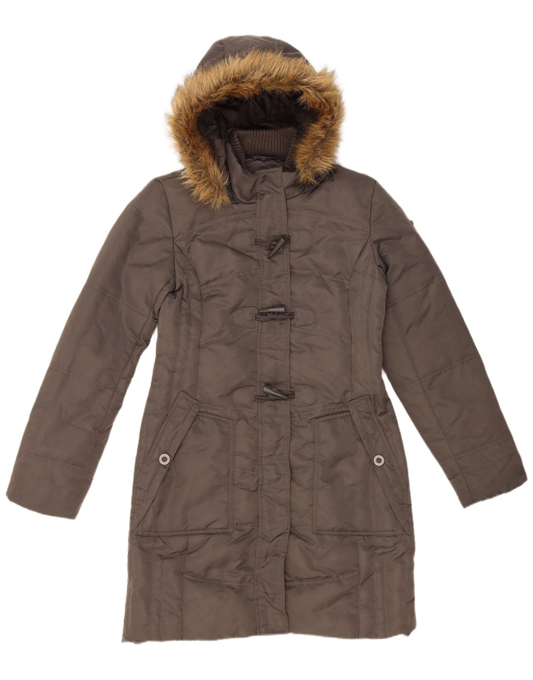 Casaco acolchoado com capuz feminino Tom Tailor UK 14 poliamida cinza médio