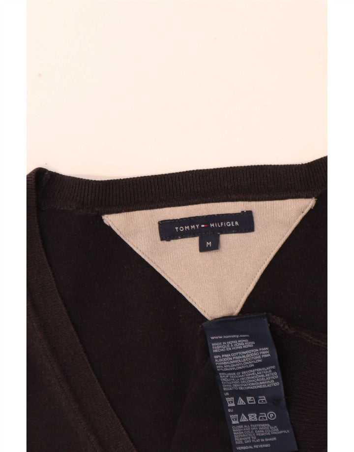 Suéter cardigã feminino Tommy Hilfiger médio preto algodão clássico
