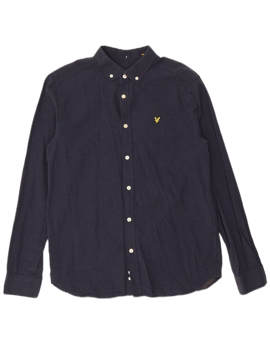 Camisa masculina LYLE & SCOTT de algodão manchado azul marinho médio