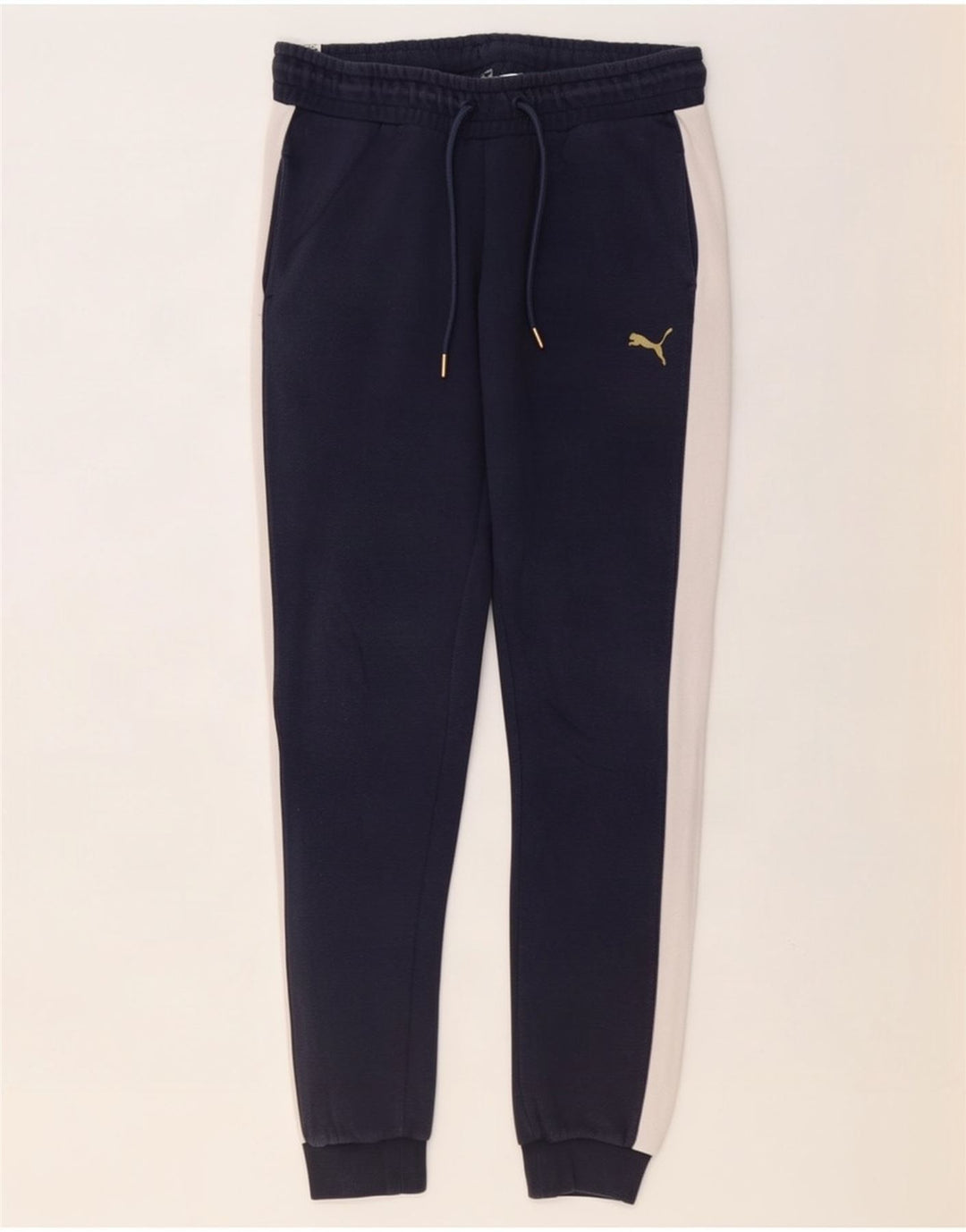 Calça esportiva feminina Puma Joggers médio azul marinho colorblock