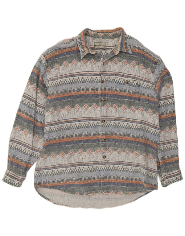 Flanela masculina vintage Camisa 2XL algodão geométrico multicolorido
