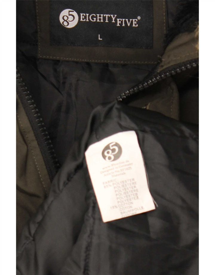 Eightyfive jaqueta masculina com capuz Parka UK 40 grande poliéster verde