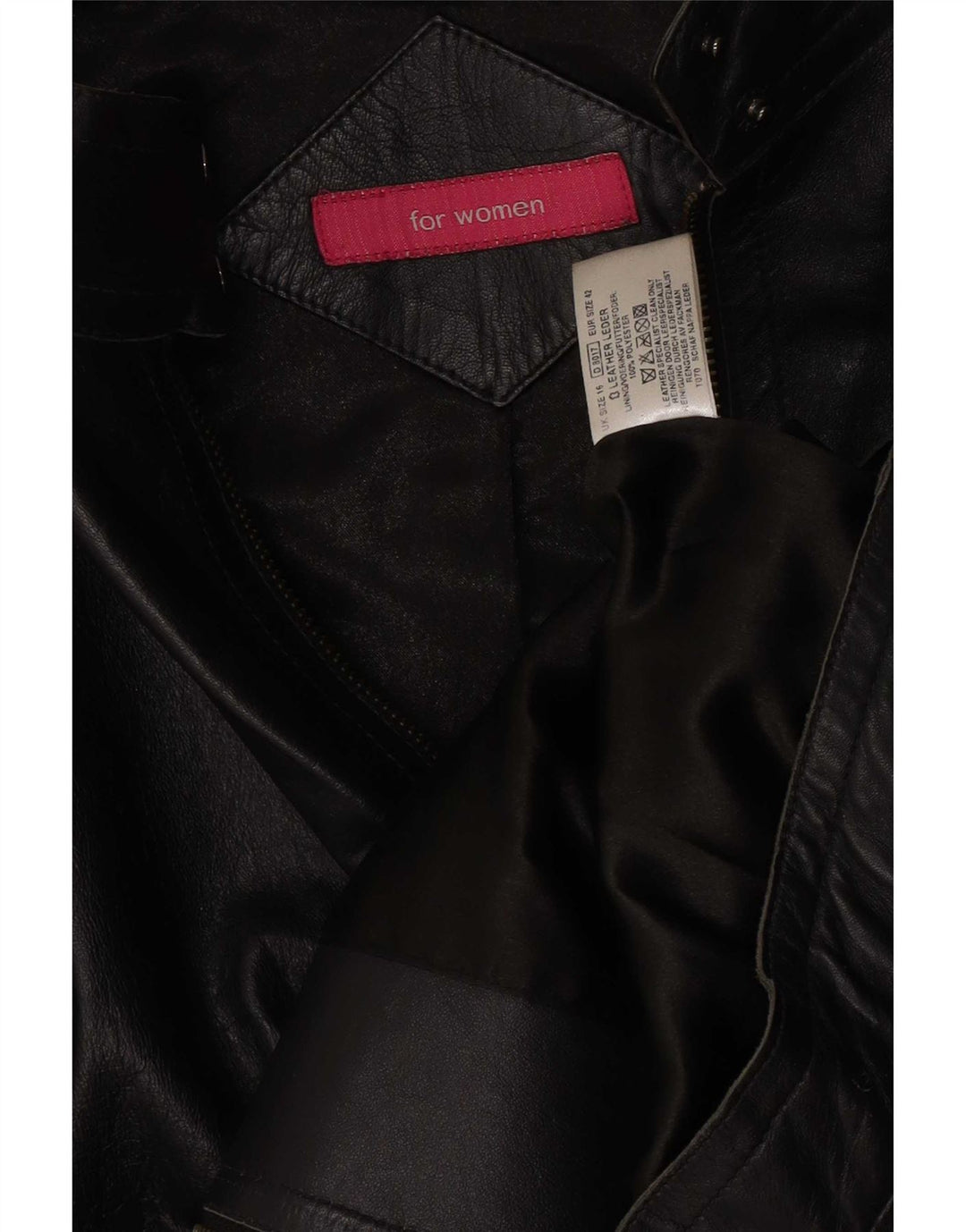 Jaqueta de couro feminina vintage Reino Unido 16 grande preta
