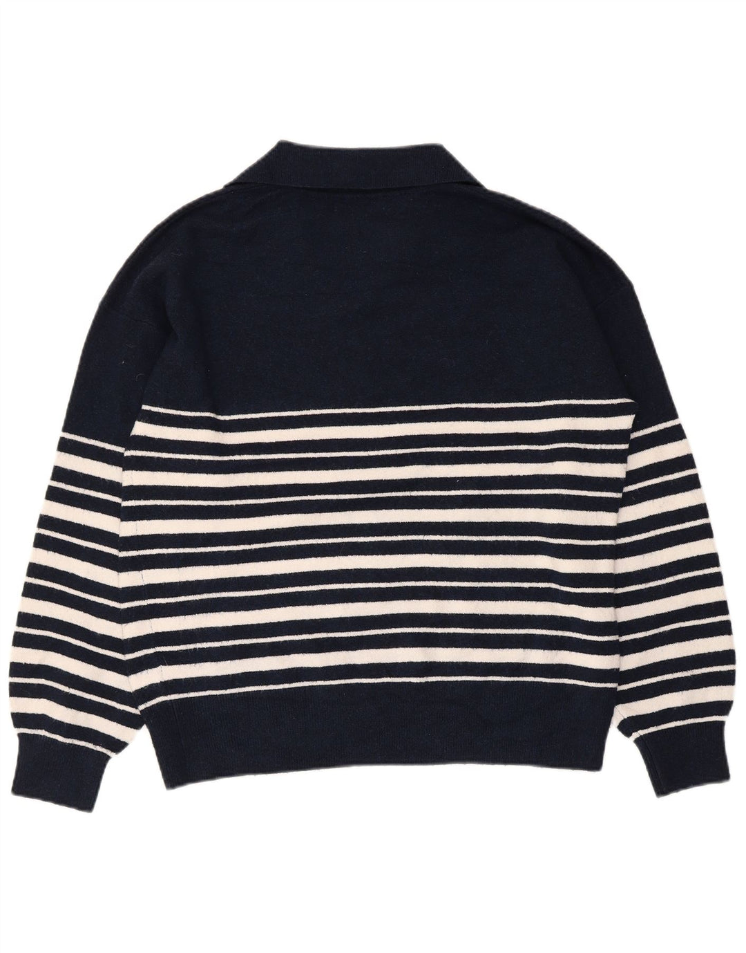 Suéter feminino Marks & Spencer com gola polo e gola polo Reino Unido 14 médio azul marinho