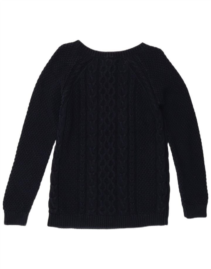 Suéter feminino Fat Face com gola canoa Reino Unido 12 azul marinho médio
