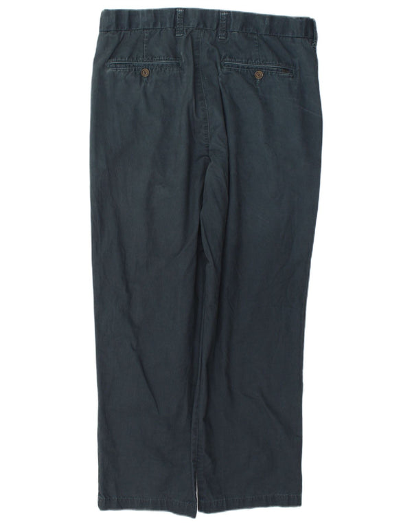 Calça chino reta masculina Marks & Spencer W34 L29 algodão azul marinho