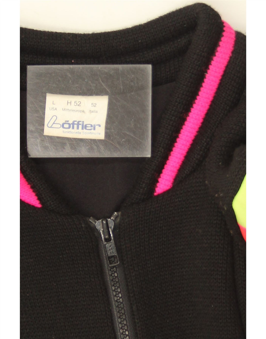 Suéter masculino Loffler Ski Jumper grande lã colorblock preto