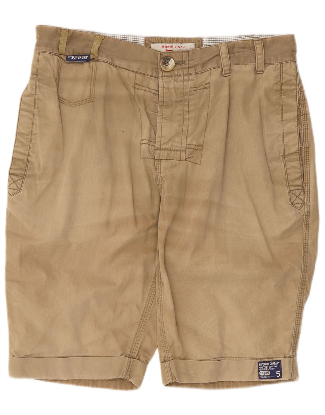 Superdry Mens Chino Shorts Médio W32 Algodão Bege