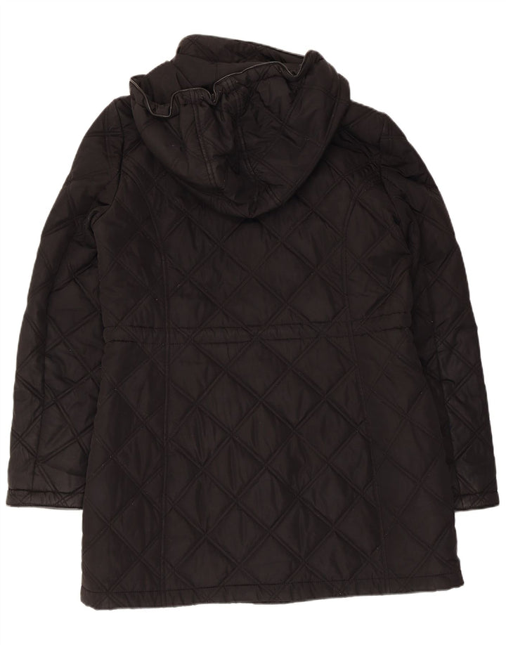 Jaqueta acolchoada com capuz feminino Dkny UK 14 poliéster azul marinho médio