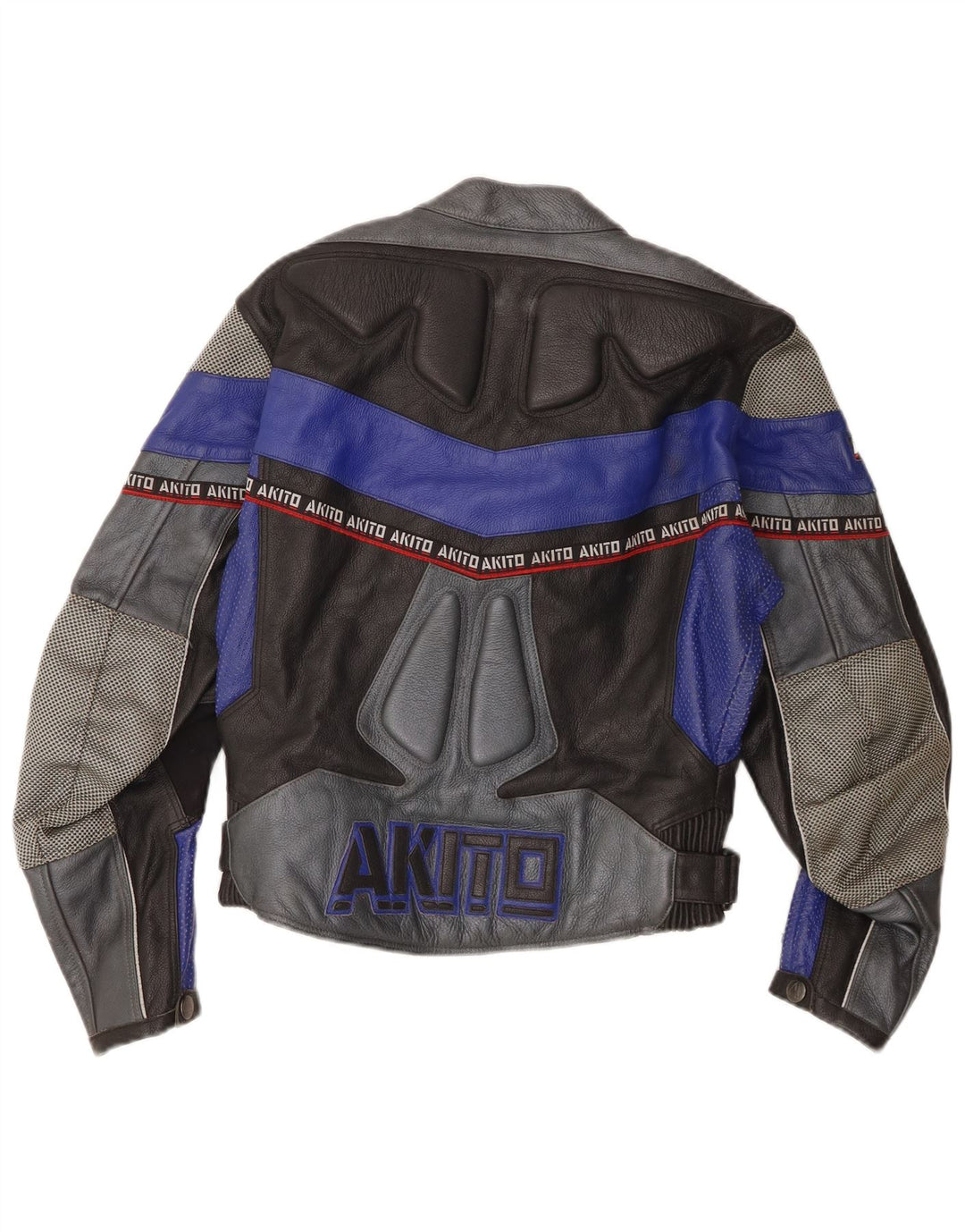 Jaqueta feminina Akito de couro gráfico Racer UK 12 bloco colorido preto médio