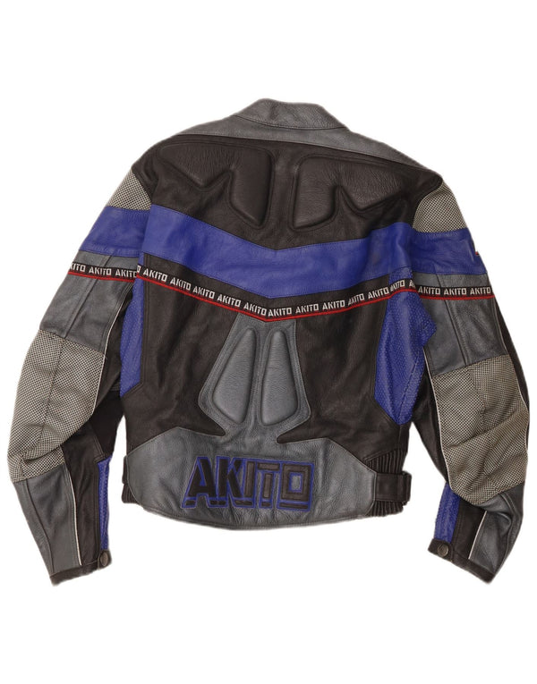 Jaqueta feminina Akito de couro gráfico Racer UK 12 bloco colorido preto médio