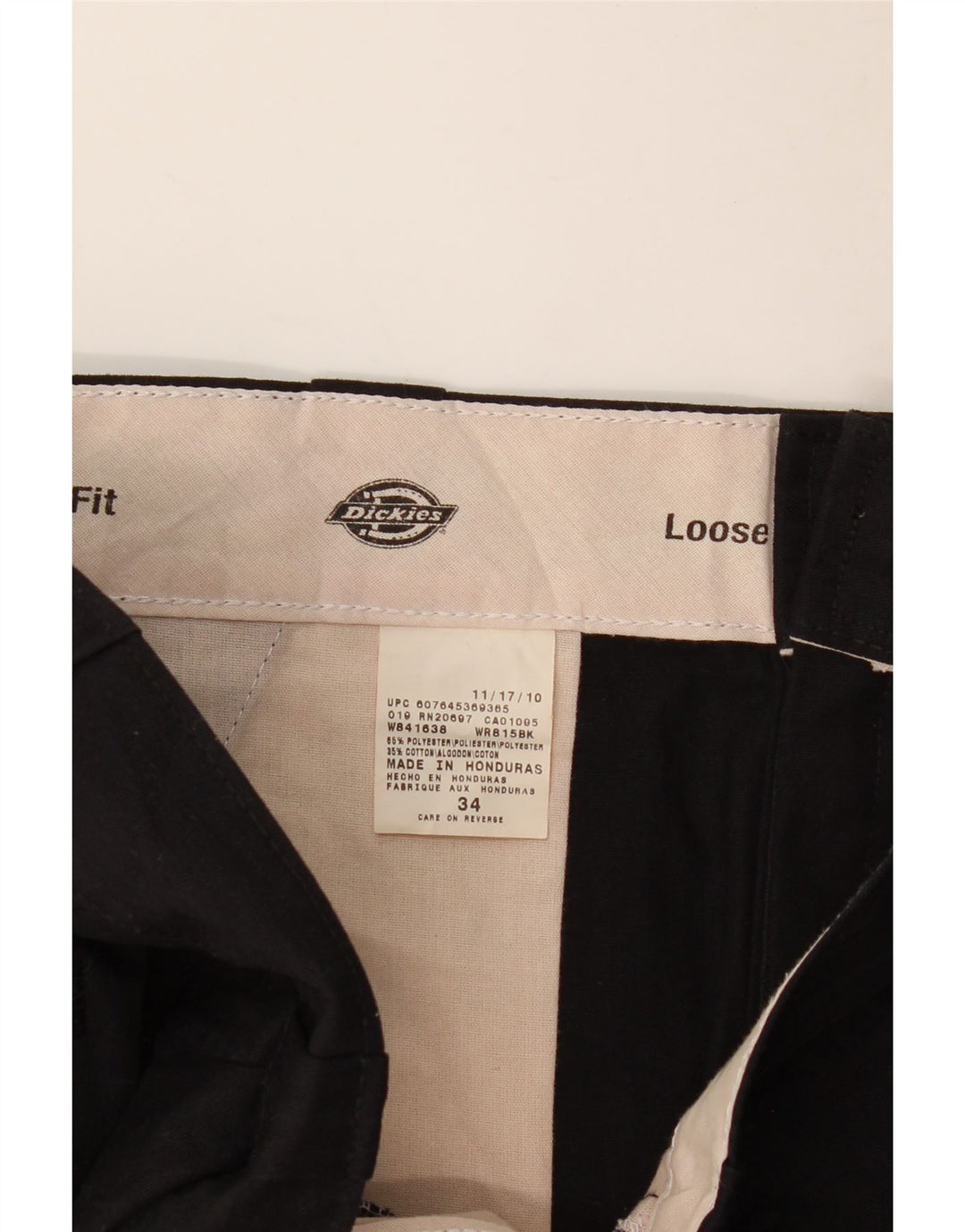 DICKIES Mens Loose Fit Cargo Shorts W34 Grande Poliéster Preto