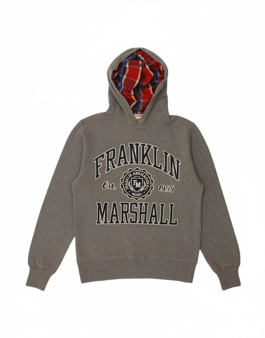 FRANKLIN & MARSHALL Suéter gráfico masculino com capuz e algodão cinza pequeno