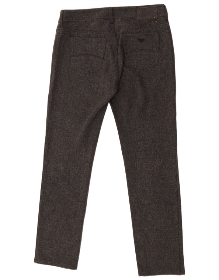 Calça casual masculina Armani Slim Fit W28 L29 poliéster cinza