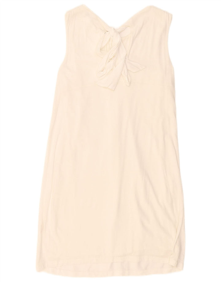 Vestido feminino Massimo Dutti sem mangas regular shift UK 10 pequeno branco