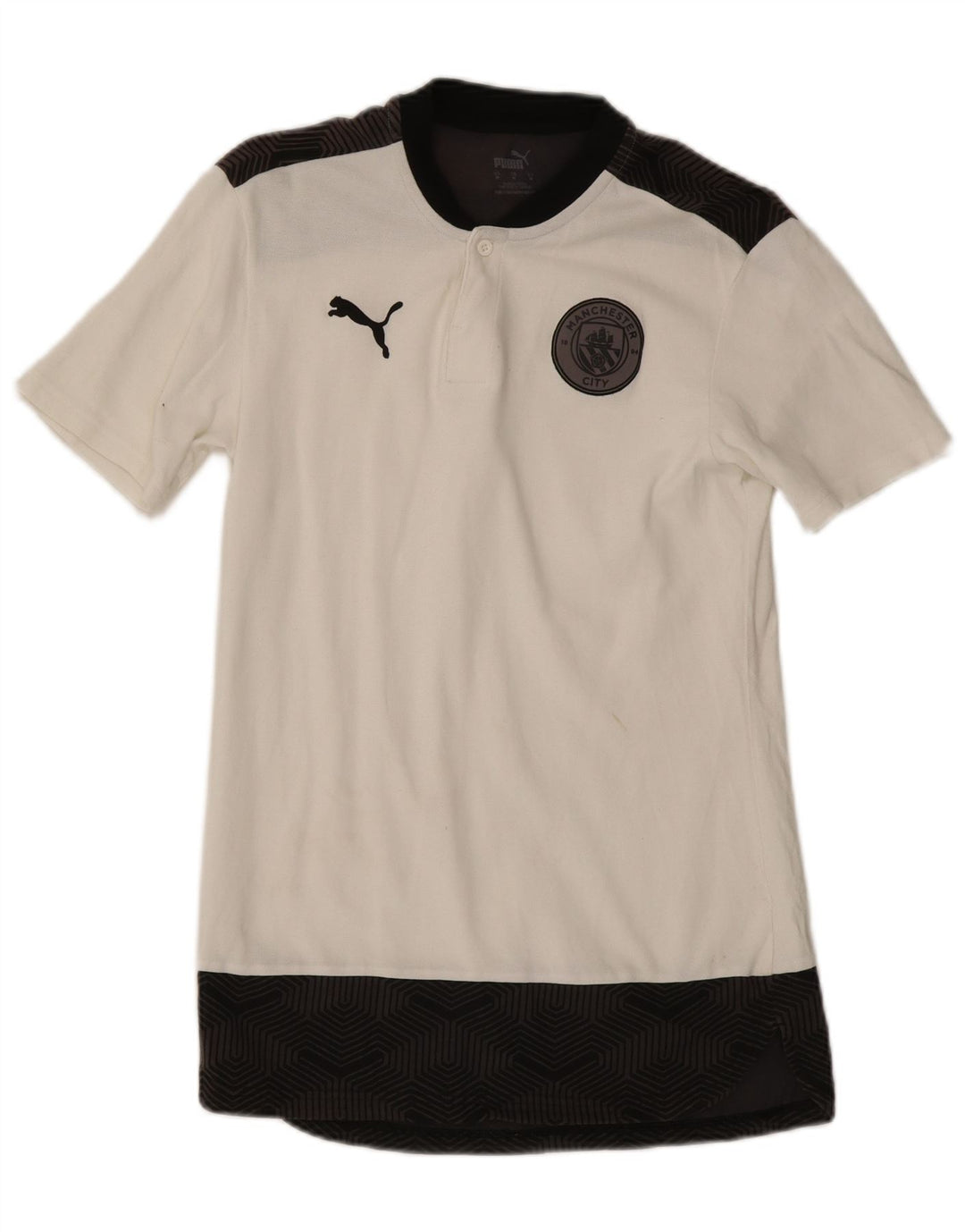 Camiseta masculina Puma Manchester City Top Médio Branco Geométrico