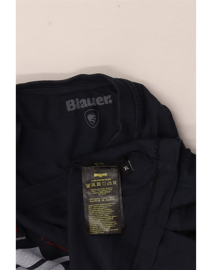 Camiseta gráfica masculina Blauer Top XL algodão azul marinho