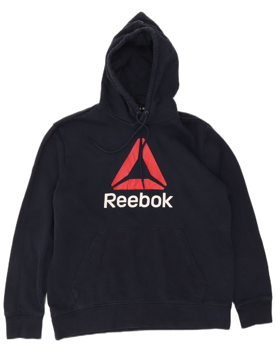 Reebok Mens Graphic Hoodie Jumper Médio Azul Marinho Algodão