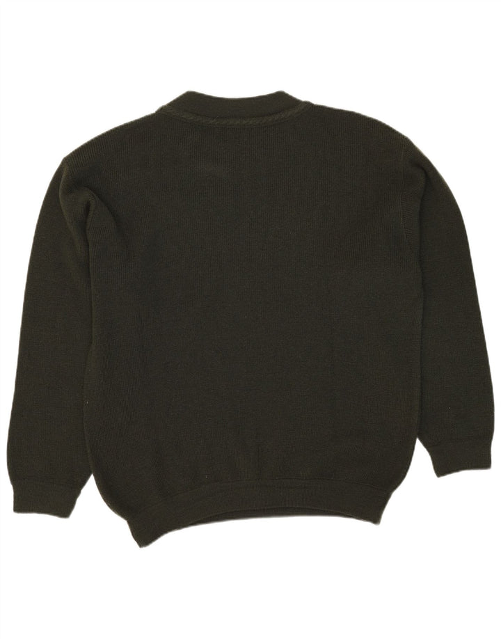Suéter masculino VINTAGE com gola redonda, grande lã cáqui