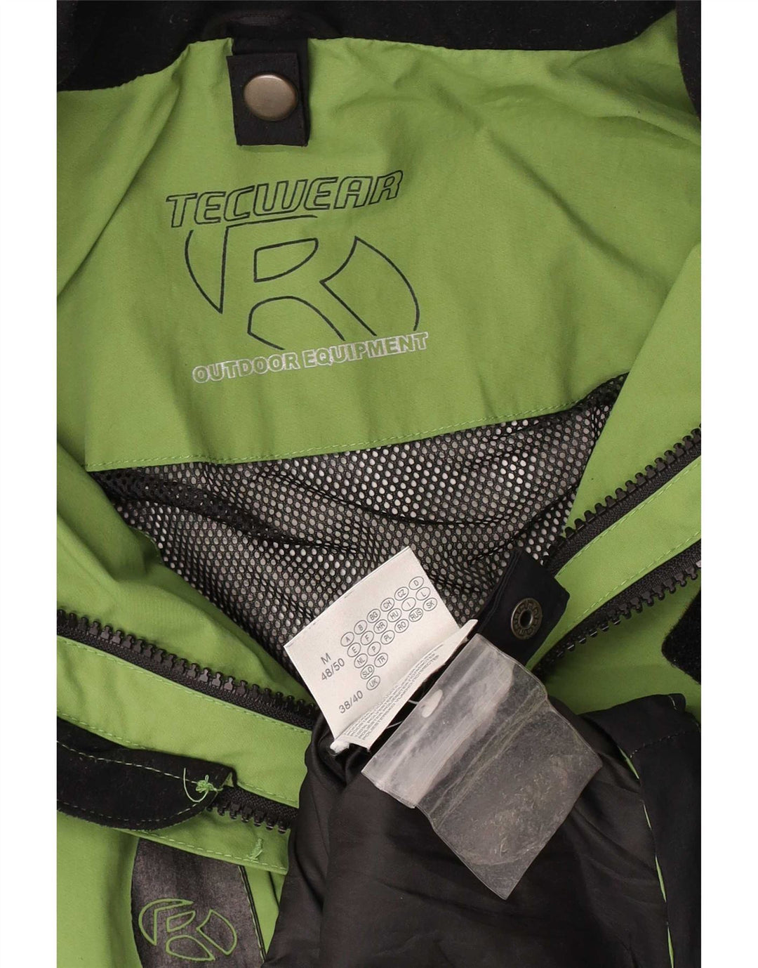 Jaqueta de chuva masculina vintage com capuz Reino Unido 38/40 poliamida colorblock verde médio