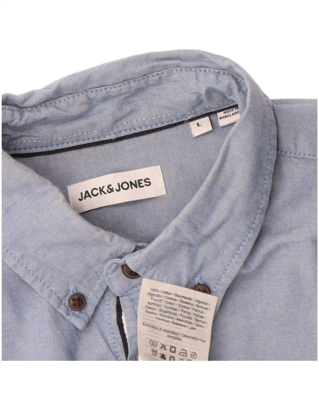 Camisa masculina Jack & Jones grande algodão azul
