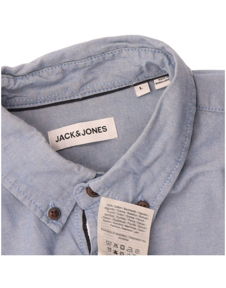 Camisa masculina Jack & Jones grande algodão azul