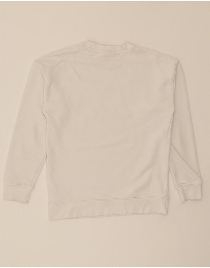 ADIDAS Womens Graphic Oversized Sweatshirt Jumper UK 4 XS White Cotton Vintage Adidas and Second-Hand Adidas from Messina Hembry 