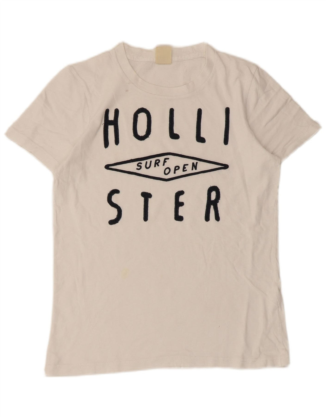 Hollister Camiseta masculina gráfica top pequeno branco