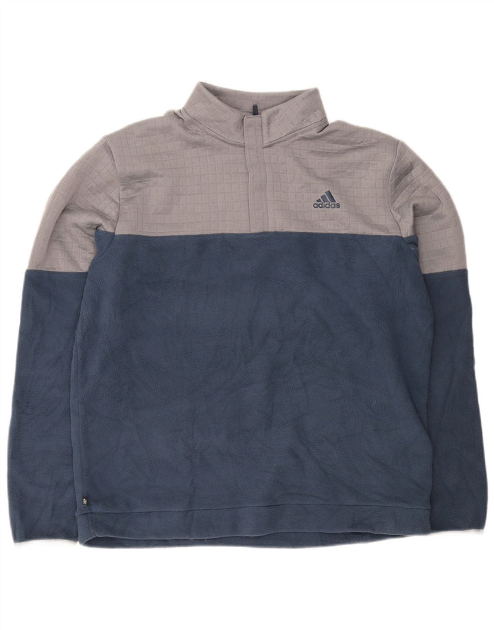Adidas Mens Zip Neck Fleece Jumper Grande Poliéster Azul Marinho