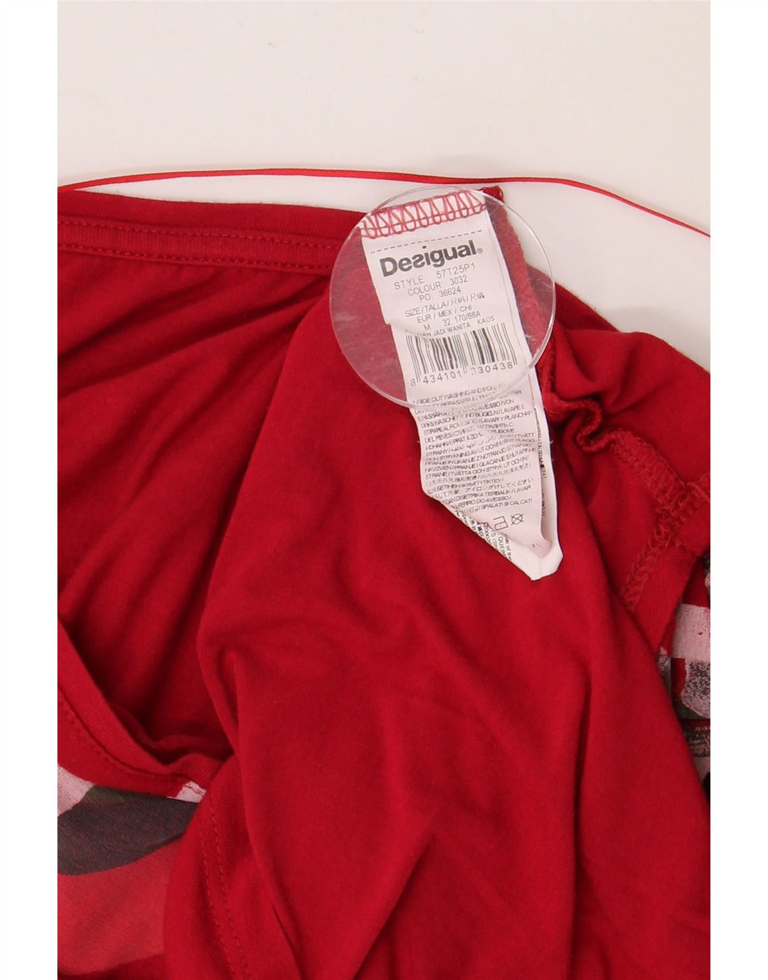 DESIGUAL Top gráfico feminino manga 3/4 UK 14 viscose vermelha média