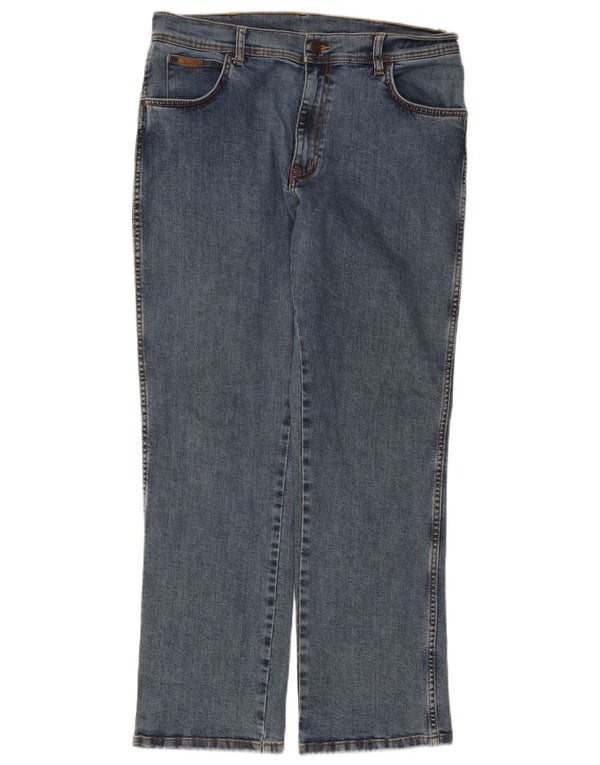 Wrangler Masculino Texas Stretch Straight Jeans W34 L30 Azul Algodão