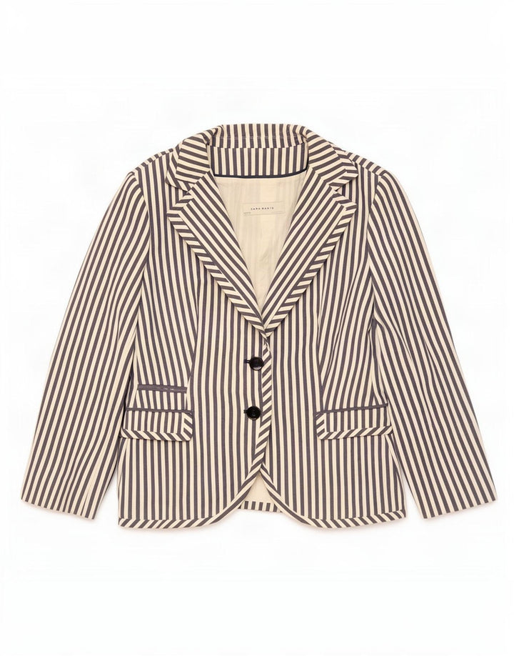 Jaqueta blazer feminina Zara com 2 botões UK 18 XL azul marinho listrado
