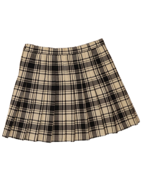 Minissaia feminina VINTAGE W30 médio off white xadrez lã virgem