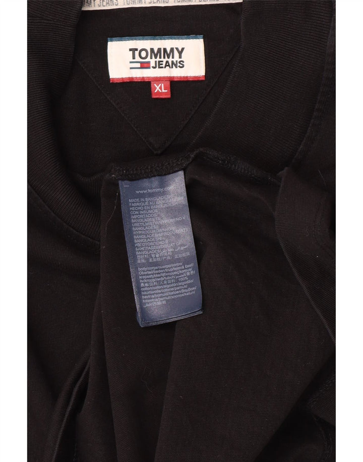 Tommy Hilfiger Mens Top Manga Longa XL Algodão Preto