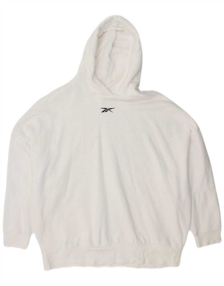REEBOK feminino oversized moletom com capuz UK 20/22 XL algodão branco