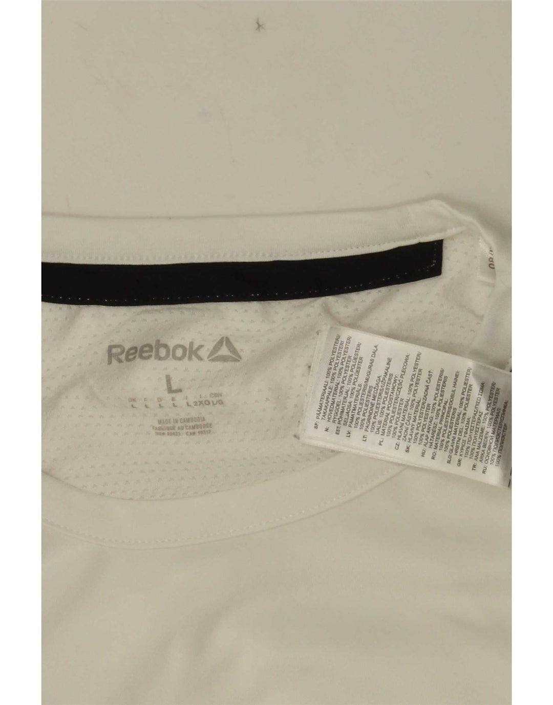 Reebok Mens T-Shirt Top Grande Branco Colorblock Poliéster